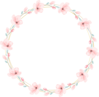 couronne dorée de fleurs de cerisier aquarelle png