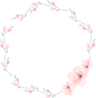 Cherry blossom circle wreath watercolor png