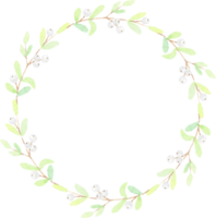 minimal watercolor christmas leaf wreath frame png