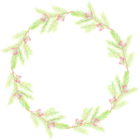 moldura de guirlanda de folha de natal em aquarela mínima png