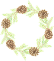 moldura de guirlanda de folha de natal em aquarela mínima png
