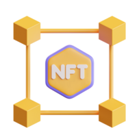 ilustración 3d de la cadena de bloques nft png