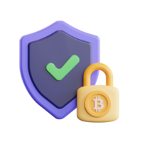 illustration 3d de sécurité bitcoin png