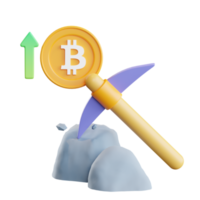 minería bitcoin con pico ilustración 3d png