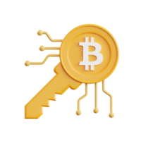 illustration 3d de la clé bitcoin png