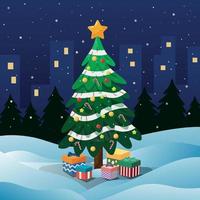 Christmas Tree and Gifts vector