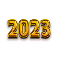 happy new year 2023 gold 3d png