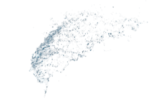 3d água azul clara espalhada ao redor, respingos de água transparentes isolados. ilustração de renderização 3D png