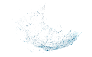 3d clear blue water scattered around, water splash transparent isolated. 3d render illustration png