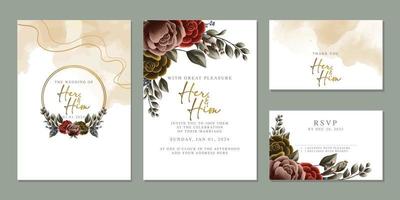 Luxury beautiful flowers wedding invitation card background template vector