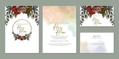 Luxury beautiful flowers wedding invitation card background template vector