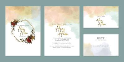 Luxury beautiful flowers wedding invitation card background template vector