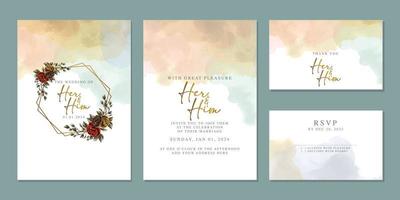 Luxury beautiful flowers wedding invitation card background template vector