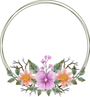 elegante moldura de flores em aquarela png
