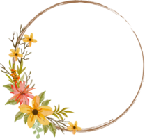 hermoso y elegante marco de flores de acuarela png