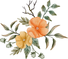 elegante arreglo floral en acuarela png