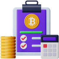Bitcoin accounting 3d rendering isometric icon. png