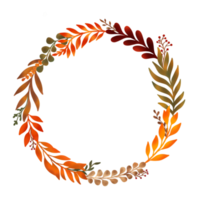 Autumn leaves wreath on white background. illustration. Hand drawn. autumn season. png