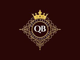 Letter QB Antique royal luxury victorian logo with ornamental frame. vector