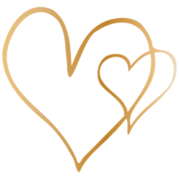 Simple golden doodle hand drawn heart. Isolated design element for valentine's day, wedding, romance png