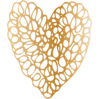 gemakkelijk gouden tekening hand- getrokken hart. geïsoleerd ontwerp element voor Valentijnsdag dag, bruiloft, romance png