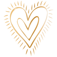 enkel gyllene klotter hand dragen hjärta. isolerat design element för hjärtans dag, bröllop, roman png