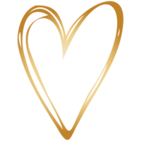 Simple golden doodle hand drawn heart. Isolated design element for valentine's day, wedding, romance png