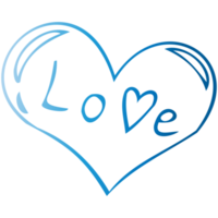 Simple blue doodle heart. Isolated design element for valentine's day, wedding, romance. Transparent PNG clipart