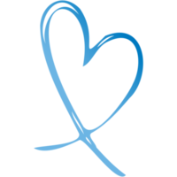 Simple blue doodle heart. Isolated design element for valentine's day, wedding, romance. Transparent PNG clipart