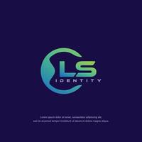 LS Initial letter circular line logo template vector with gradient color blend