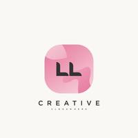 LL Initial Letter logo icon design template elements with wave colorful art vector