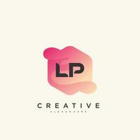 Elementos de plantilla de diseño de icono de logotipo de letra inicial lp con arte colorido de onda vector
