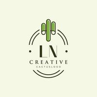 LN Initial letter green cactus logo vector