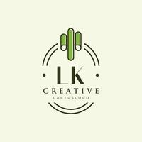 LK Initial letter green cactus logo vector