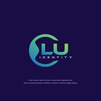 LU Initial letter circular line logo template vector with gradient color blend