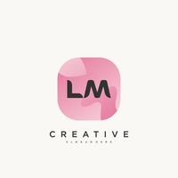 Elementos de plantilla de diseño de icono de logotipo de letra inicial de lm con arte colorido de onda vector