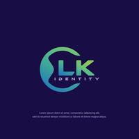LK Initial letter circular line logo template vector with gradient color blend
