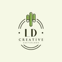 LD Initial letter green cactus logo vector