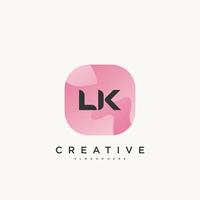 LK Initial Letter logo icon design template elements with wave colorful art vector