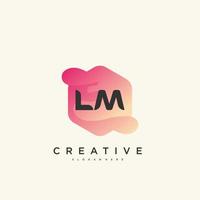 LM Initial Letter logo icon design template elements with wave colorful art vector