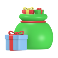 3d Render Cute Icon gift Bag Winter Christmas png