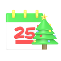 3d Render Cute Icon Calender Winter Christmas png