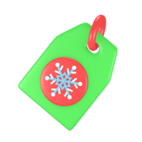 3d rendu mignon icône tag hiver noël png