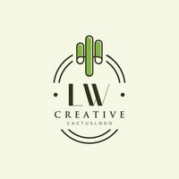 LW Initial letter green cactus logo vector
