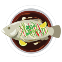 pescado al vapor comida de año nuevo chino. png