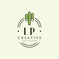 LP Initial letter green cactus logo vector