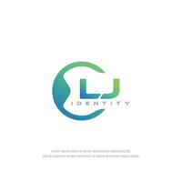 LJ Initial letter circular line logo template vector with gradient color blend