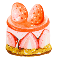 Watercolor strawberry cake png