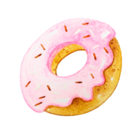 Watercolor sweet dessert milkshake donut png