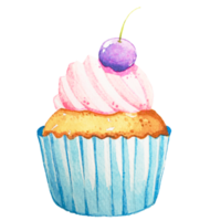Aquarell Himbeer Cupcake png